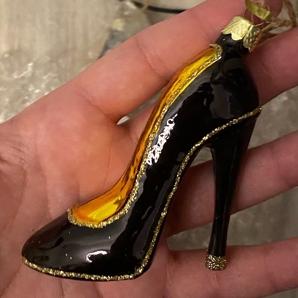 Cody & Foster Black, Gold, Glitter Stiletto Ornament